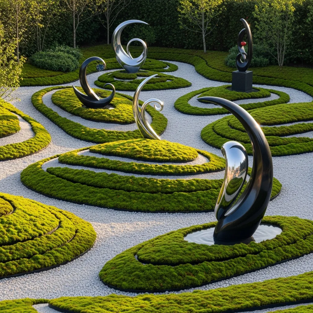 Abstract garden concept with flowing lines and shapes